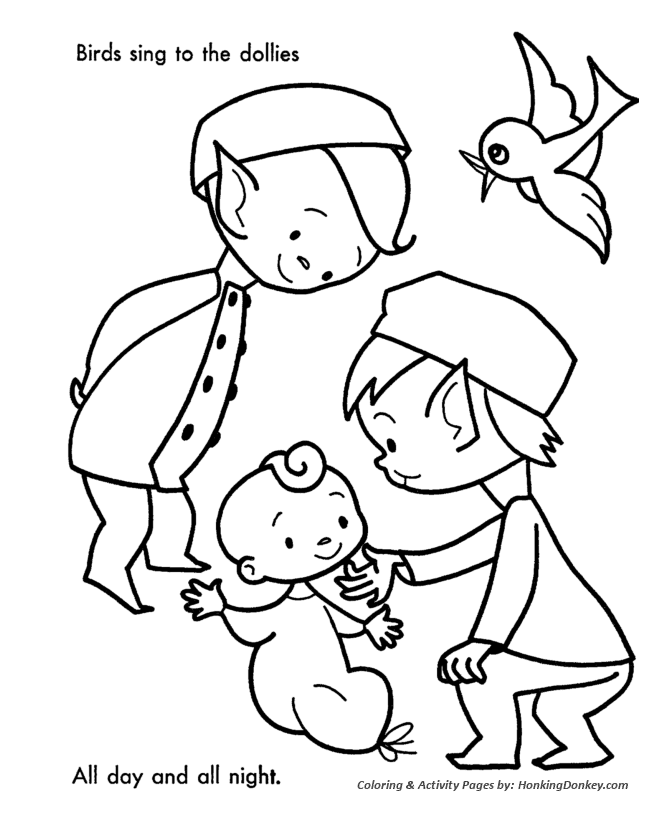 Santa's Helpers Coloring Pages - Birds sang to the Baby Dolls ...