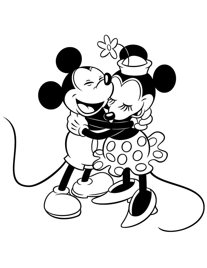 Cute Mickey Mouse Standing Coloring Page | HM Coloring Pages