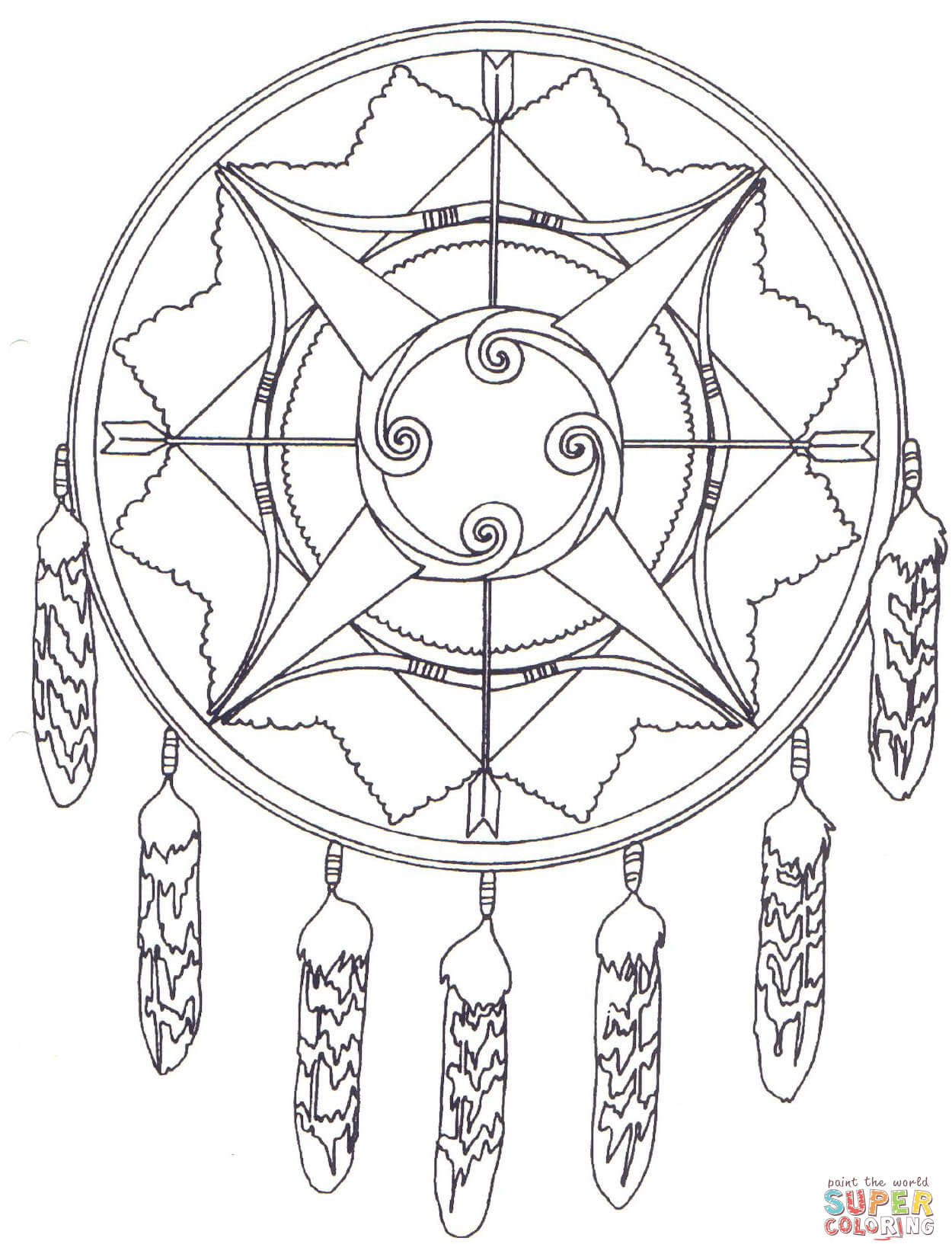 Native American Mandala with Bows And Arrows coloring page | Free Printable Coloring  Pages