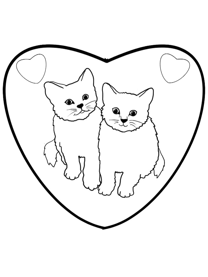 Couple Kitten Coloring Page - Free Printable Coloring Pages for Kids