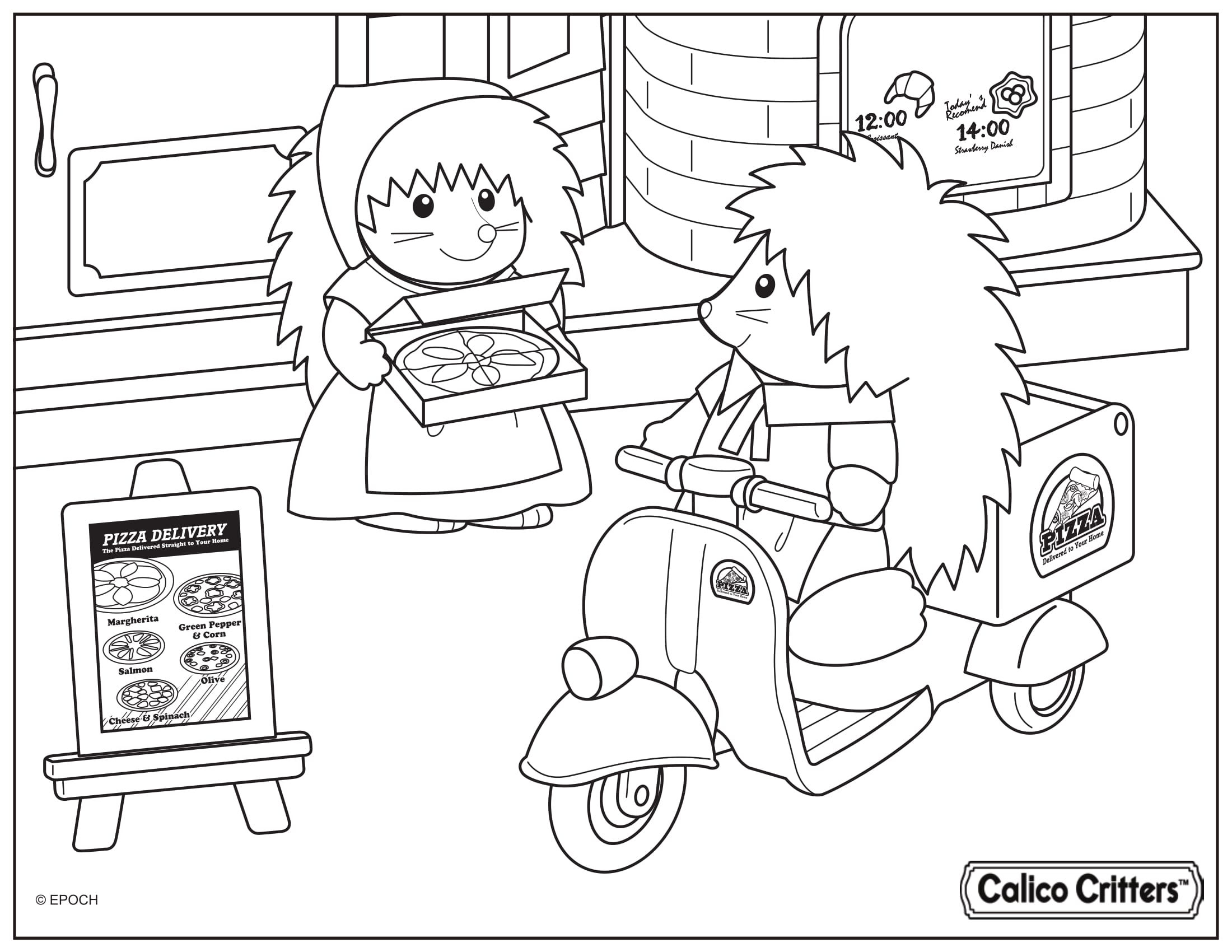 Calico Critters Pizza Delivery Coloring Pages - Coloring Cool