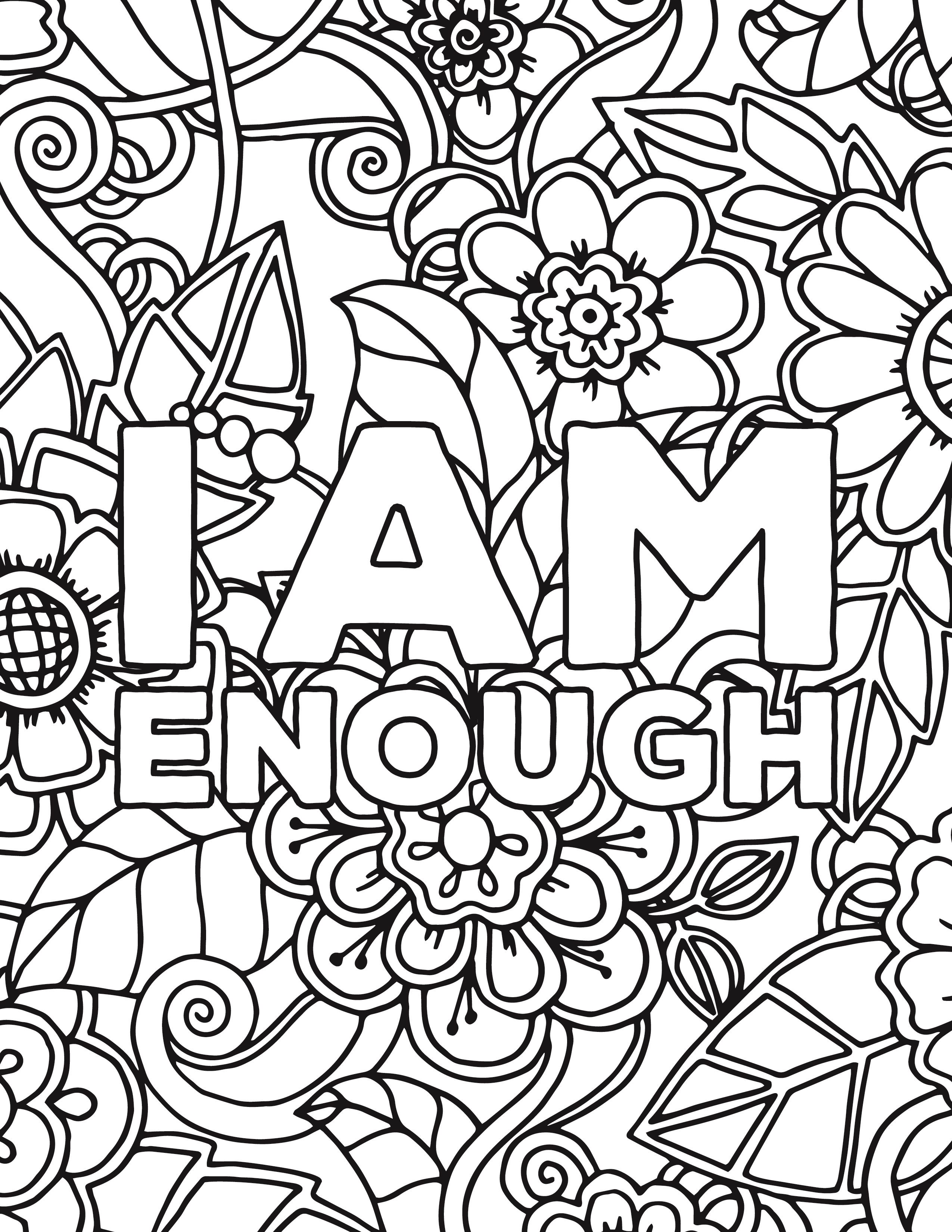 Floral + Affirmations Coloring Pages | totallifecare | Love coloring pages,  Quote coloring pages, Cute coloring pages