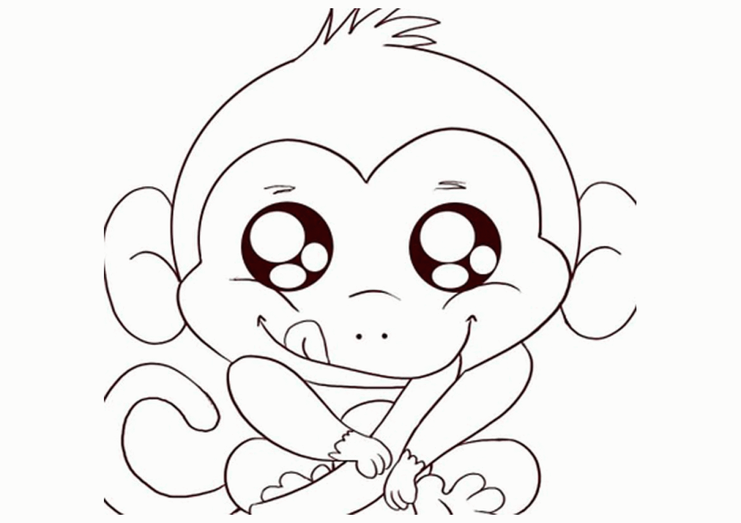 Baby Monkey Coloring Page - Coloring Pages for Kids and for Adults