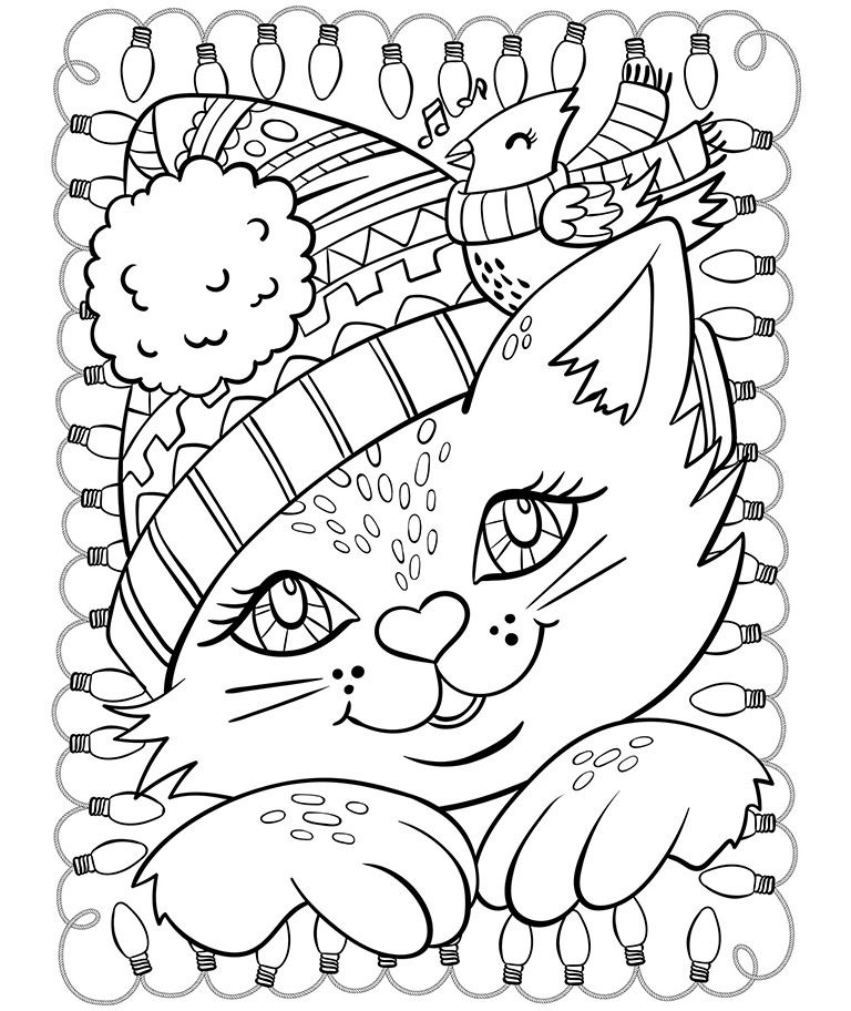 Here is the Christmas Cat and Cardinal Crayola Coloring Page! Click the  picture to see my colorin… | Coloring pages winter, Cat coloring page,  Animal coloring pages
