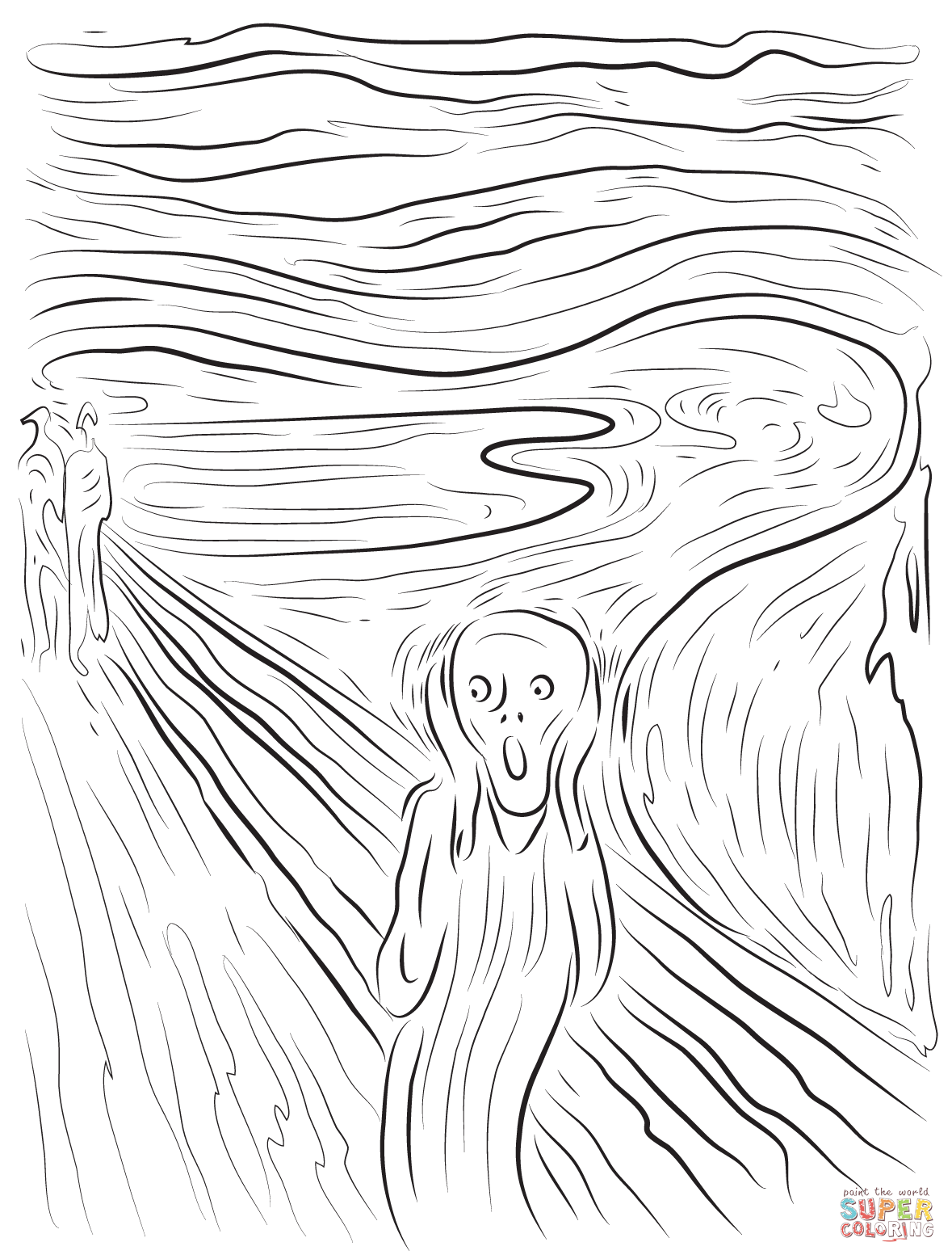 The Scream by Edvard Munch coloring page | Free Printable Coloring Pages |  Scream art, Edvard munch, Screaming drawing