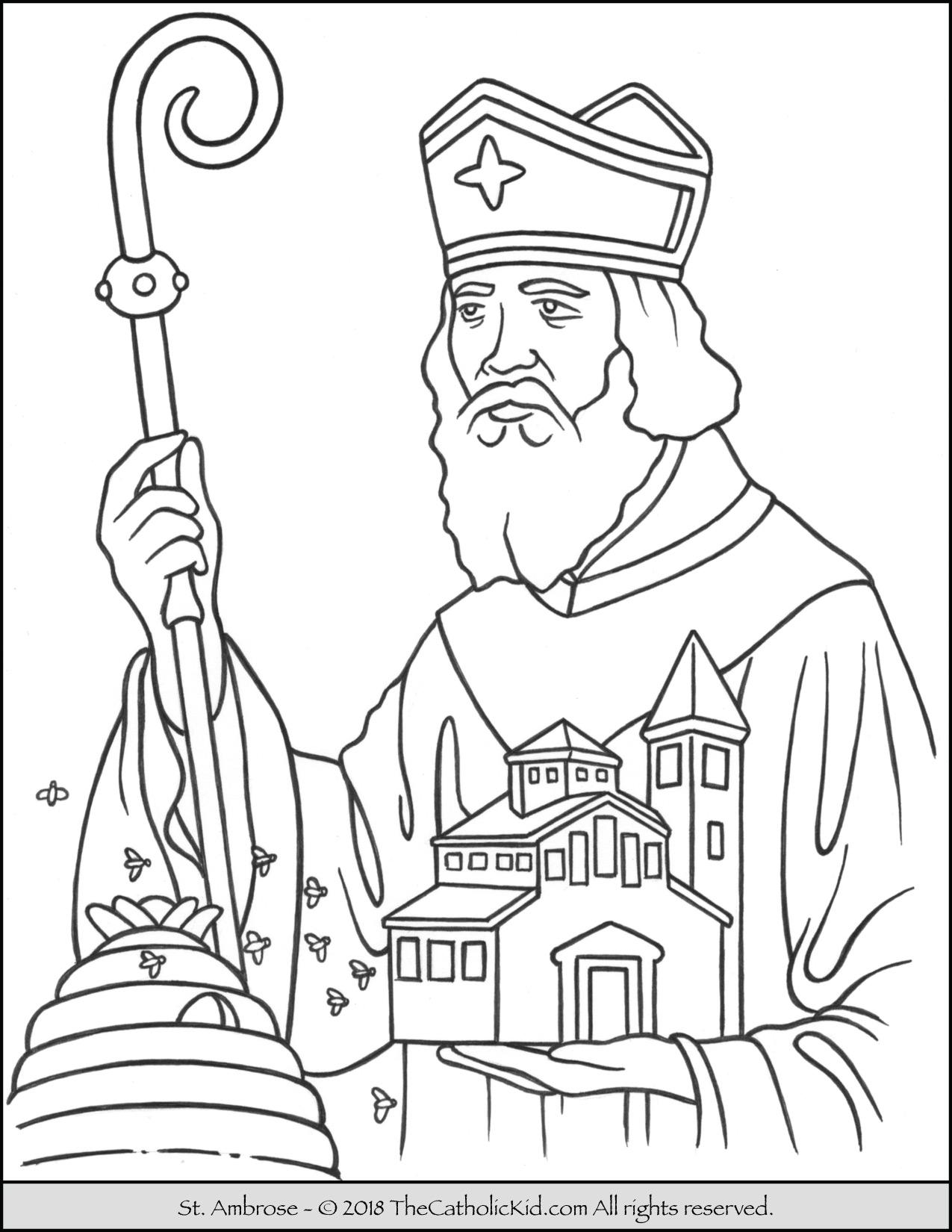 Saint Ambrose Coloring Page - TheCatholicKid.com