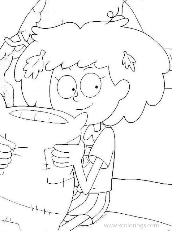 Amphibia Coloring Pages Anne Boonchuy and Pillow - XColorings.com