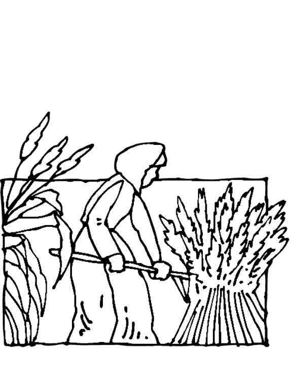 Pilgrim Girl in Field Coloring Page | Purple Kitty