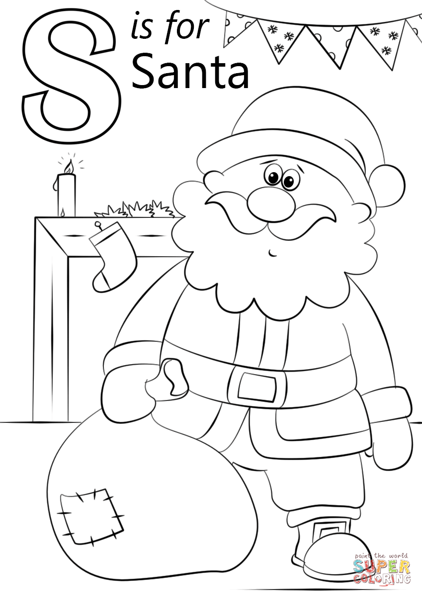 Letter S is for Santa coloring page | Free Printable ...