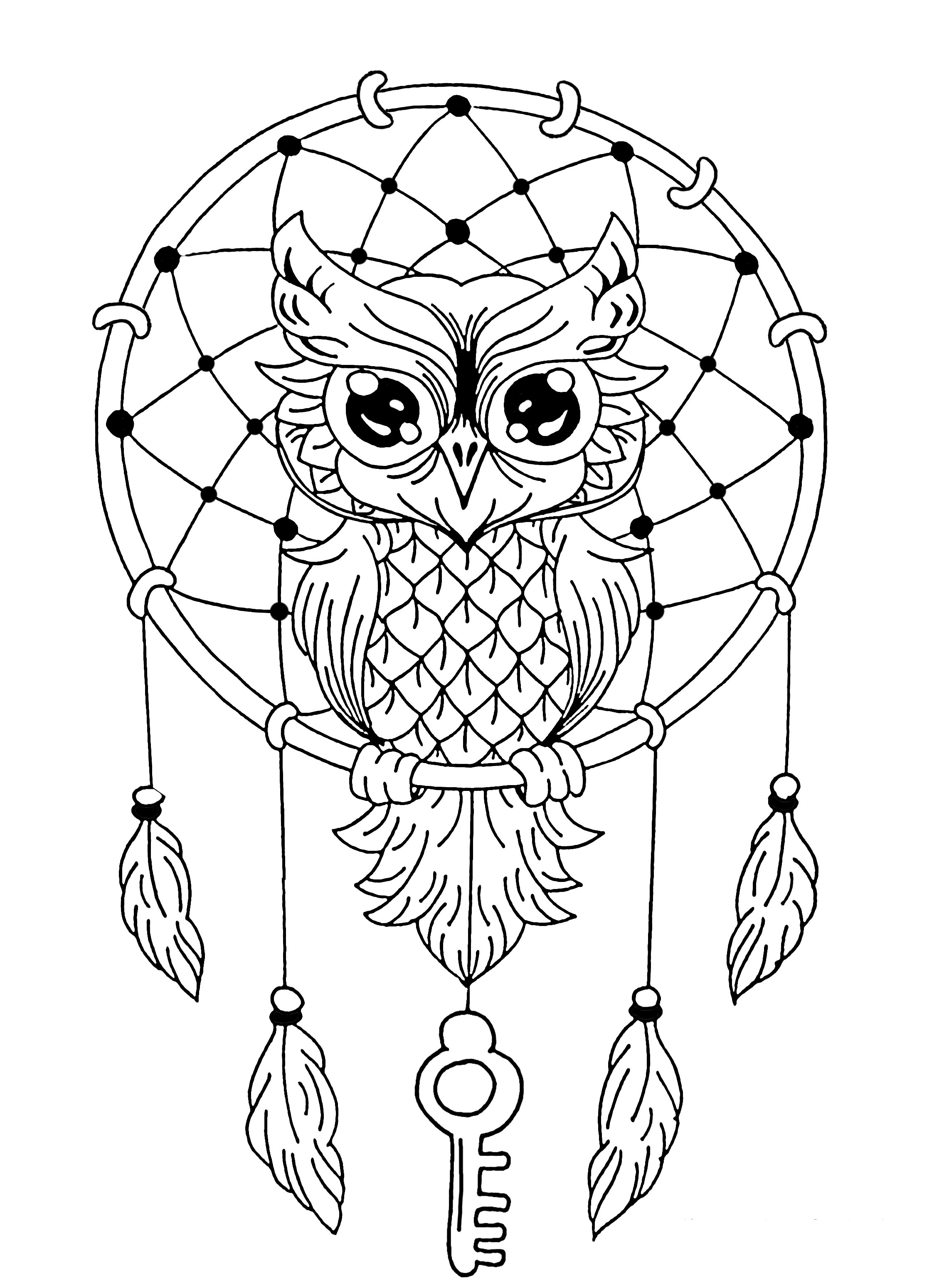 Coloring Pages : Coloring Pages Owl Dreamcatcher Owls For ...