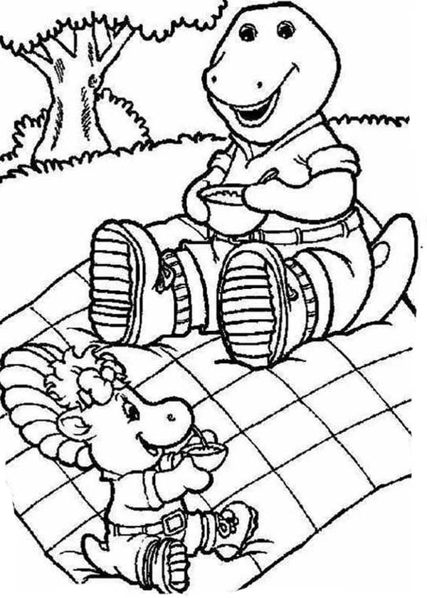 Barney And Baby Bop In Vacation In Barney And Friends Coloring ...