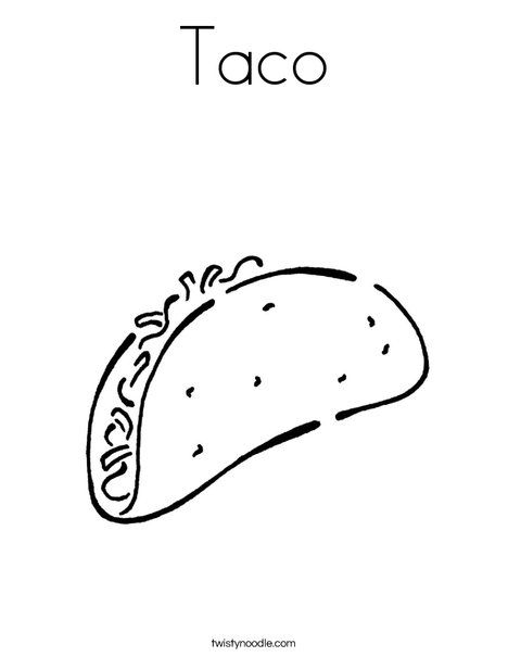 Taco Coloring Page - Twisty Noodle | Coloring pages, Food coloring ...