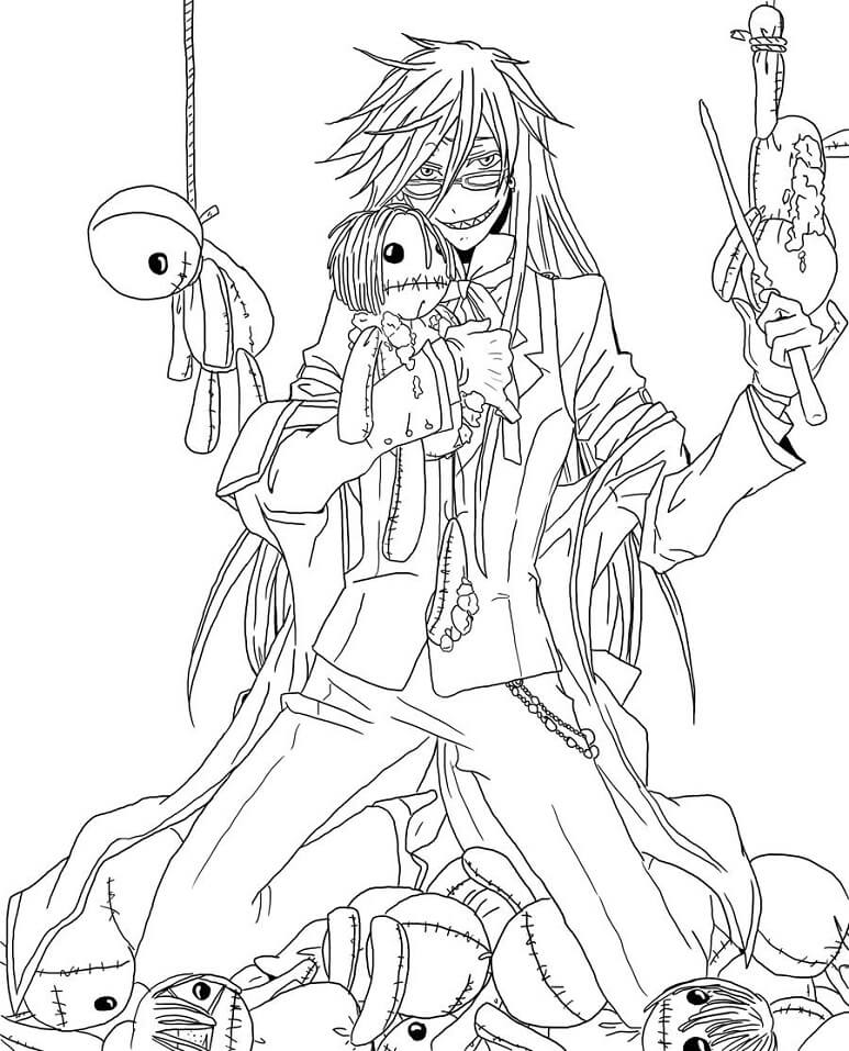 Grell Sutcliff from Black Butler Coloring Page - Free Printable Coloring  Pages for Kids