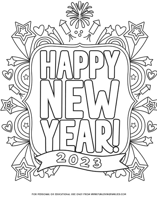 Happy New Year Coloring Pages for 2023 - Fun Loving Families