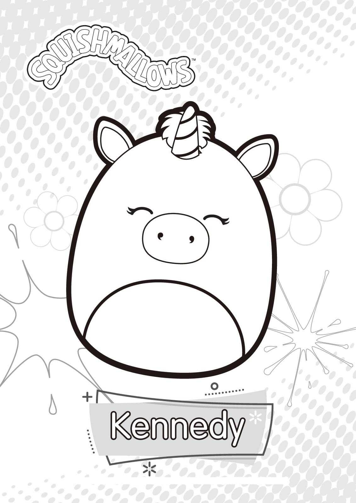 Smiling Kennedy the Unicorn from Squishmallow Coloring Pages - Squishmallow  Coloring Pages - Coloring Pages For Kids And Adults