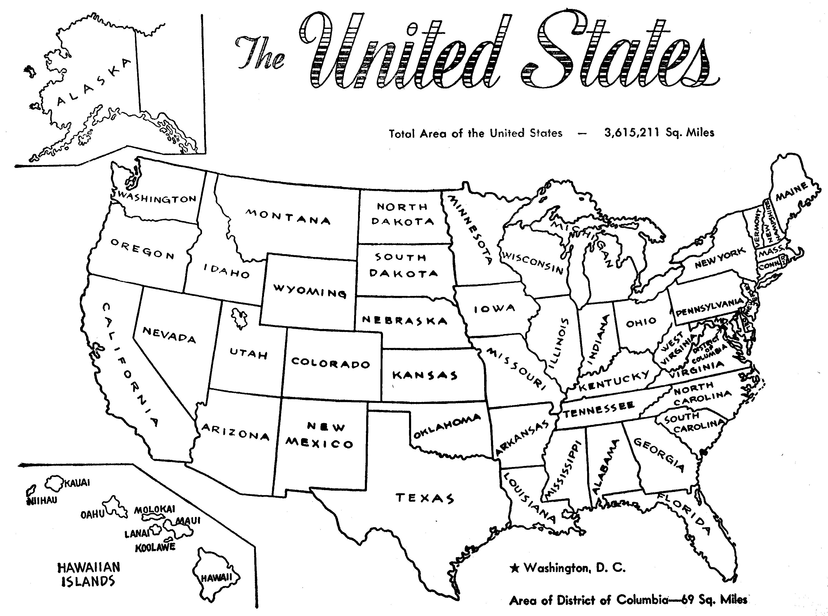 United States Map Coloring Page Kids (Page 1) - Line.17QQ.com