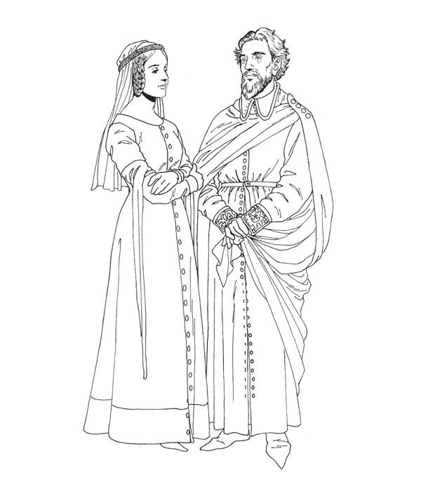 King And Queen In Middle Ages Coloring Page : Color Luna