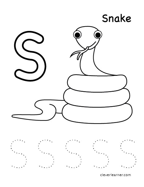Letter S writing and coloring sheet