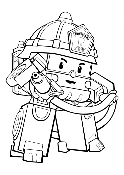 Roy a robotic fire truck coloring pages, Robocar Poli coloring pages -  Colorings.cc