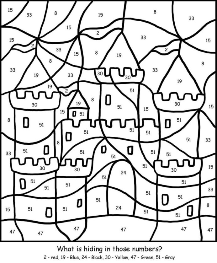 Free Printable Color By Number Coloring Best For Kids Castle Big ...