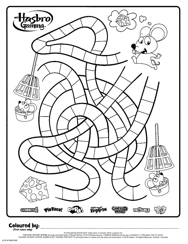 McDonalds Happy Meal Coloring Page and Activities Sheet – Hasbro ...
