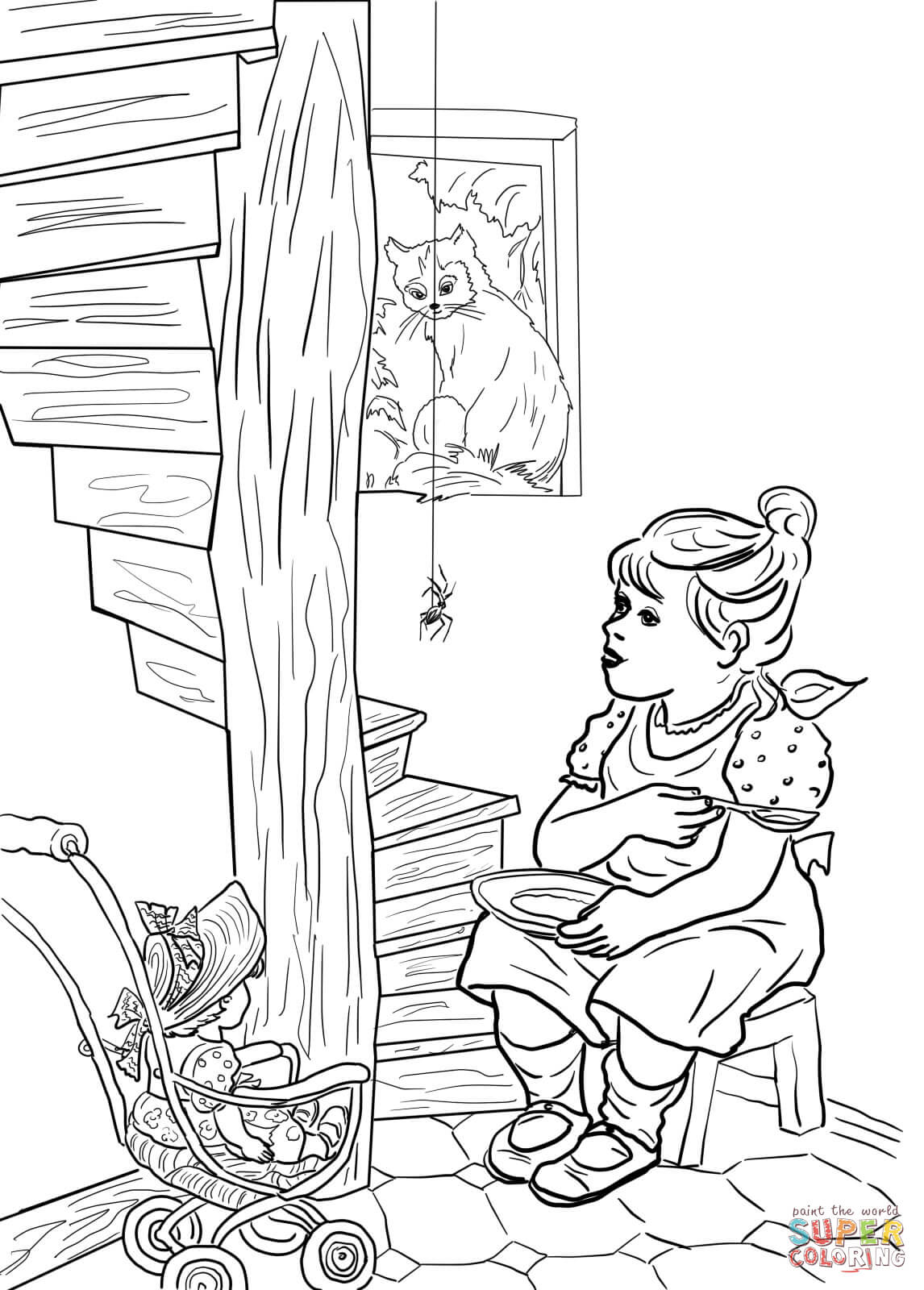 Little Miss Muffet Coloring Page