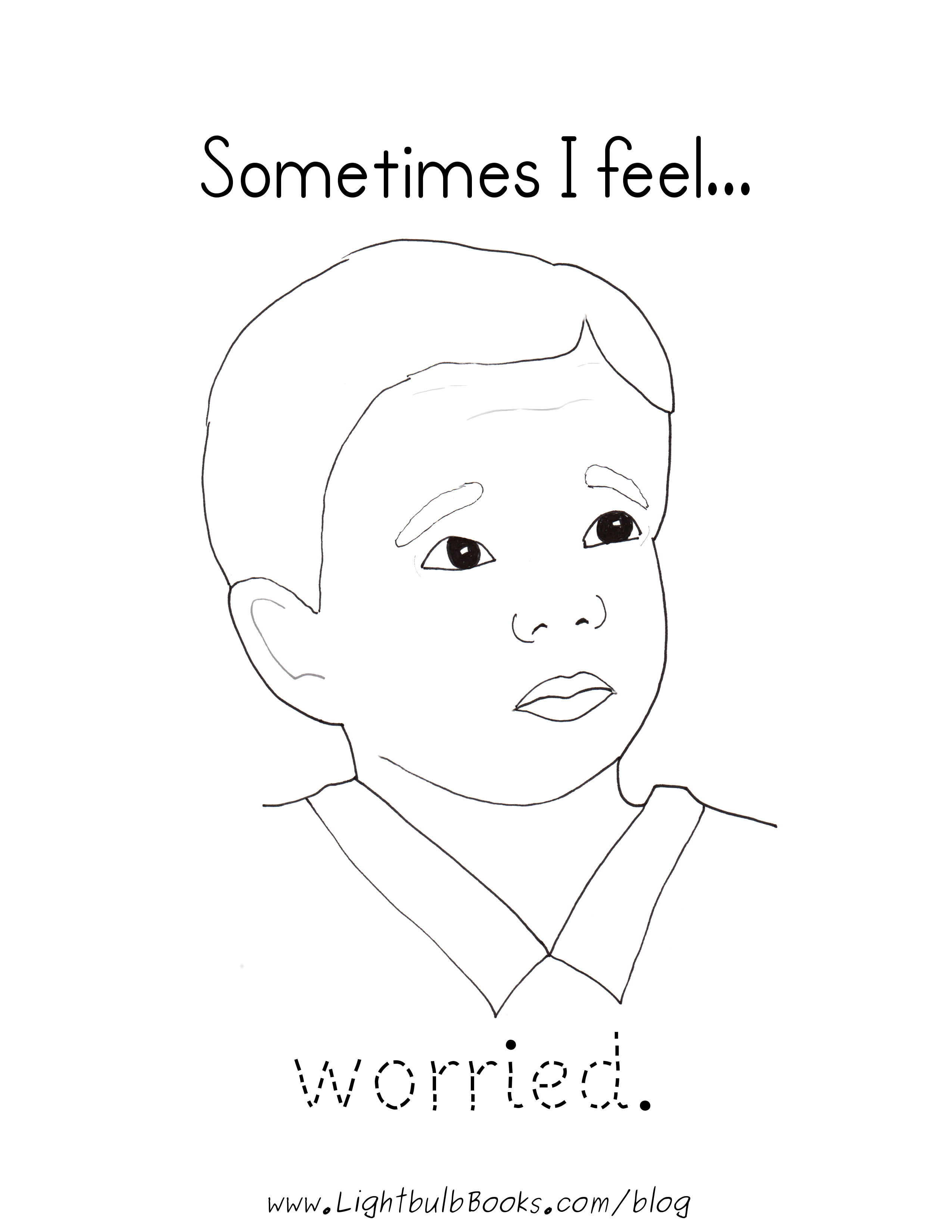 Worried - Feelings Coloring Pages