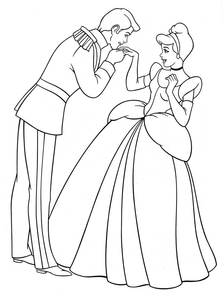 Walt Disney Coloring Pages - Prince Charming & Princess Cinderella ...