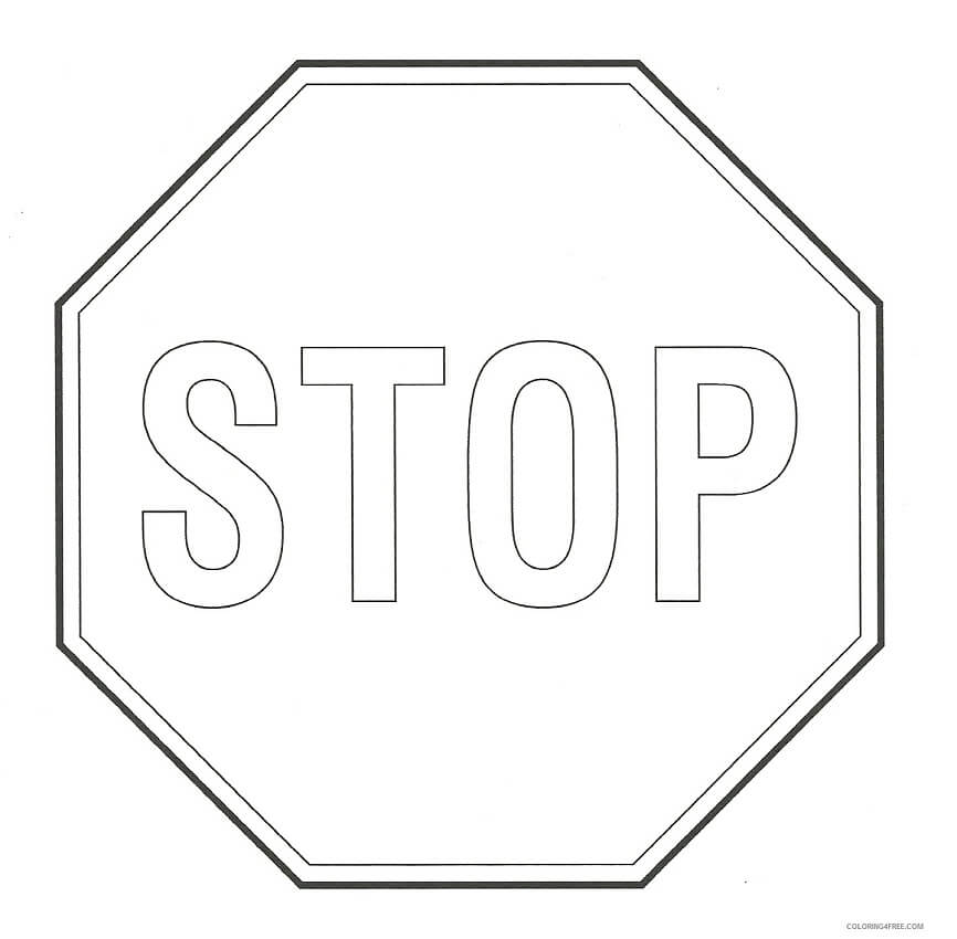 Stop Sign 3 Coloring Page - Free Printable Coloring Pages for Kids