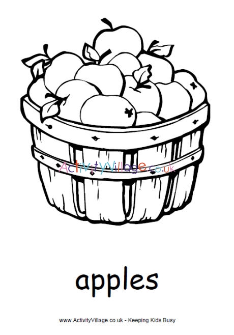 Basket of Apples Colouring Page