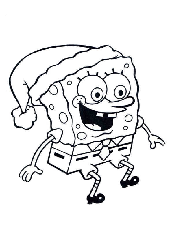 SpongeBob on Santa Hat Coloring Page - Free Printable Coloring Pages for  Kids