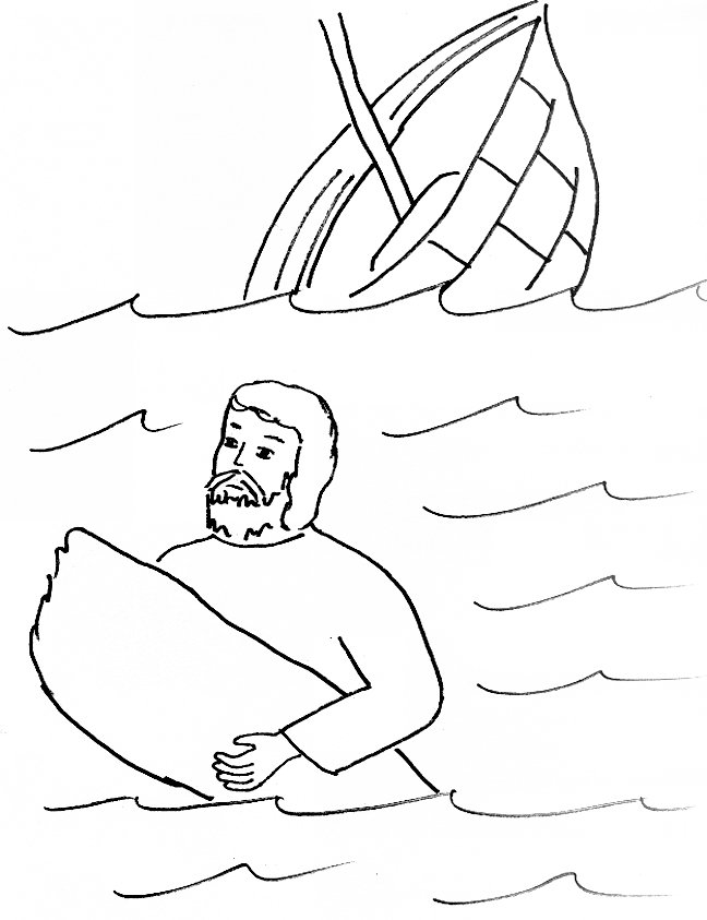 Bible Story Coloring Page for Paul is Shipwrecked | Free Bible Stories for  Children