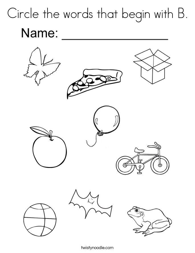 Things That Start With B! Worksheets | 99Worksheets