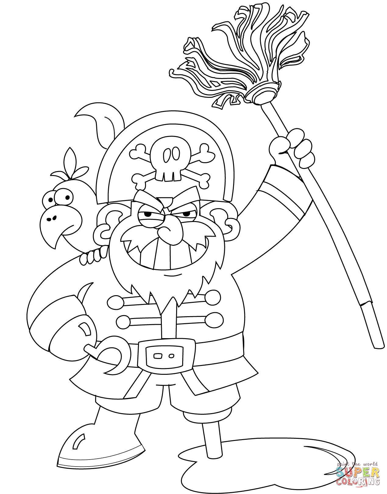 Pirate with Mop coloring page | Free Printable Coloring Pages