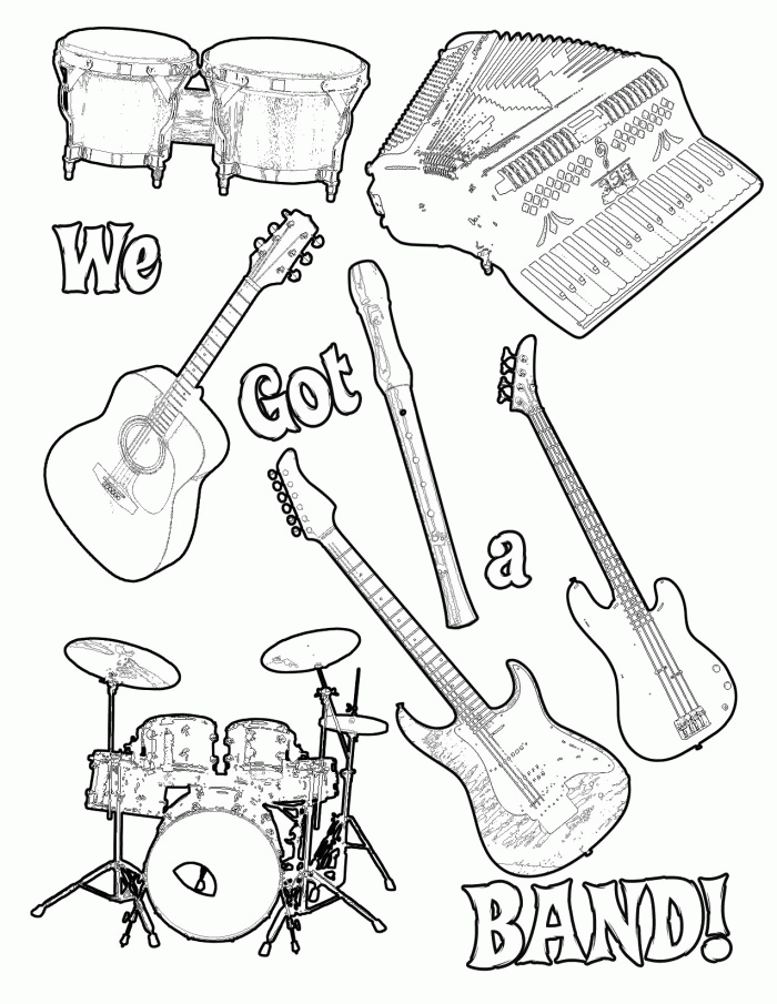 Music Instruments Coloring Page - Free Printable Coloring Pages for Kids