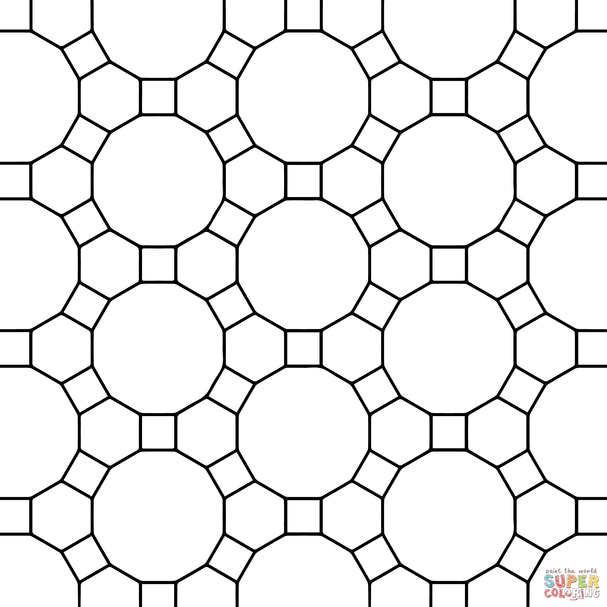 Tessellation with Hexagon, Dodecagon and Square coloring page ...