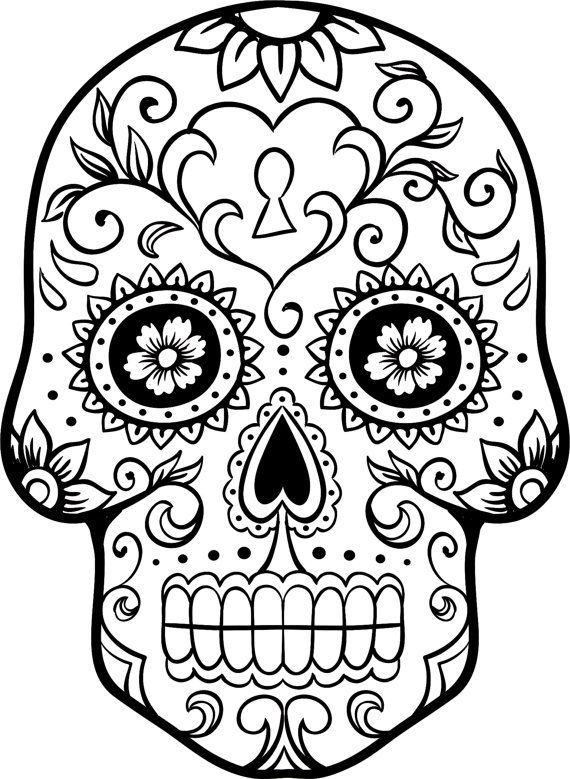 Day Of The Dead Skull Template Printable - Coloring Pages for Kids ...