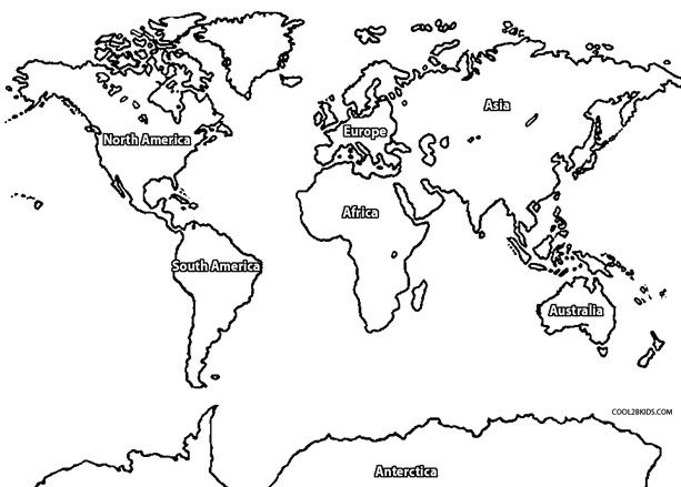 Map Of The World For Kids To Color - Coloring Home