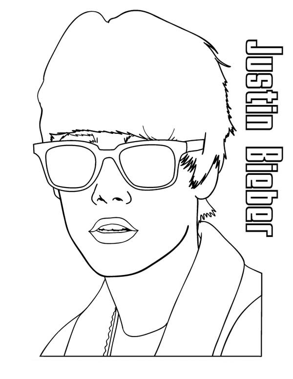 Justin Bieber Wearing Sunglasses Coloring Page - NetArt