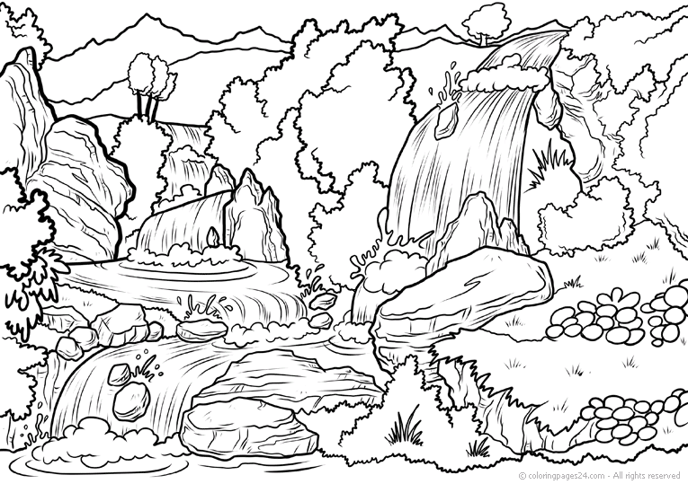 ▷ Waterfall: Coloring Pages & Books - 100% FREE and printable!