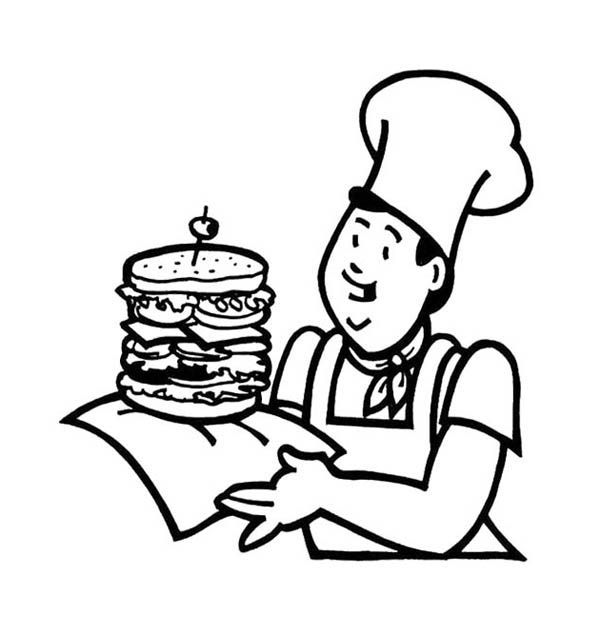 Big Burger Junk Food Coloring Page