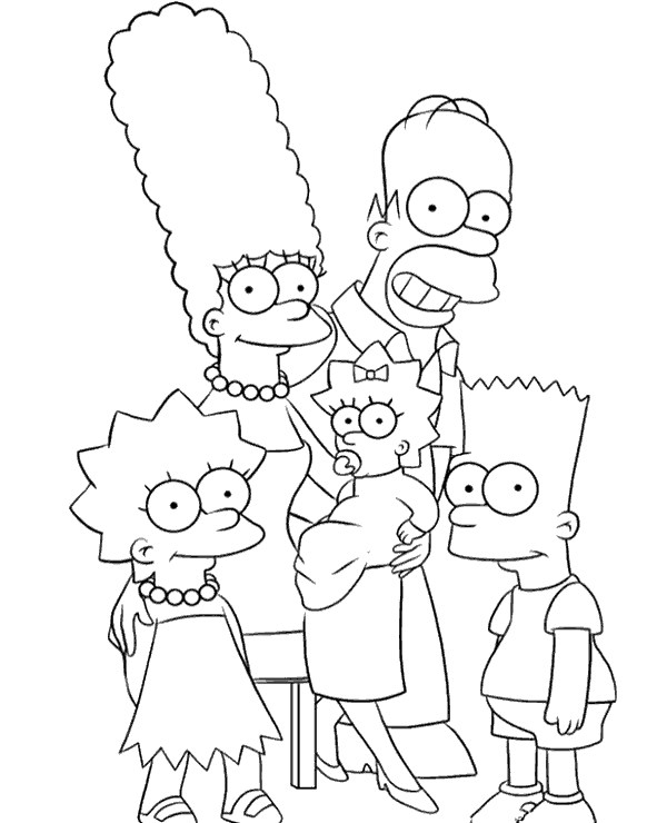 Simpsons all family members coloring page