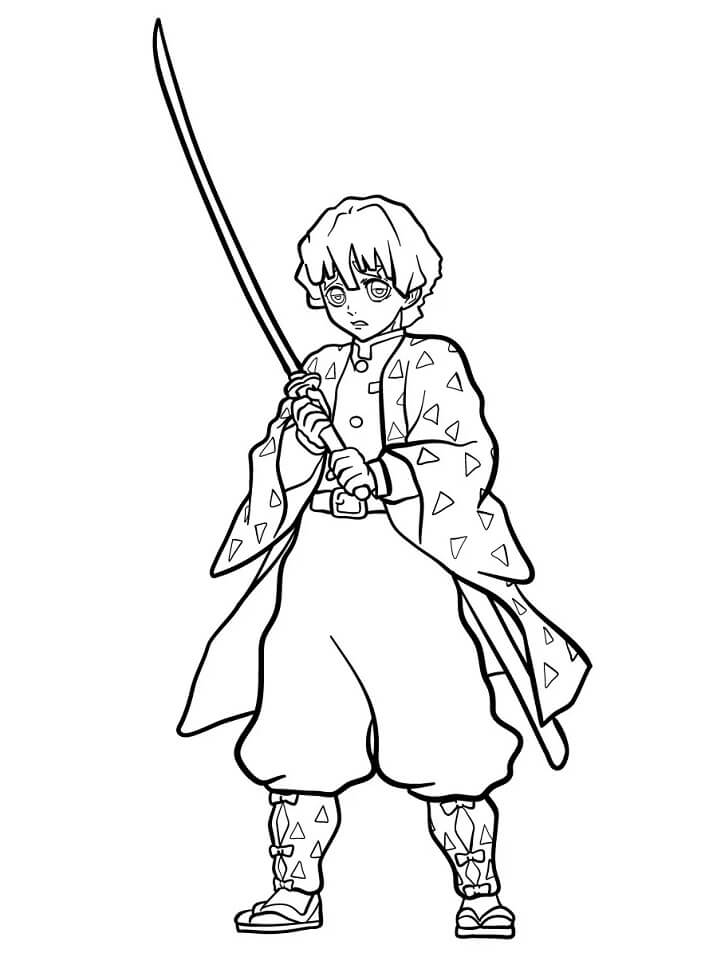 Zenitsu Agatsuma Demon Slayer Coloring Page - Free Printable Coloring Pages  for Kids