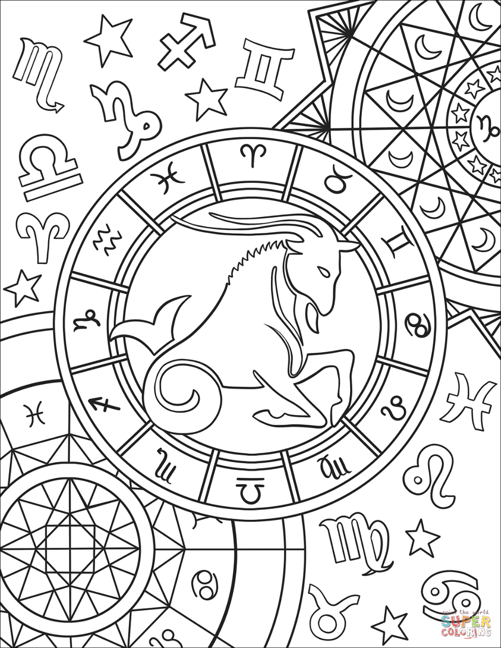 Capricorn Zodiac Sign coloring page | Free Printable Coloring Pages | Zodiac  signs colors, Printable coloring pages, Coloring pages