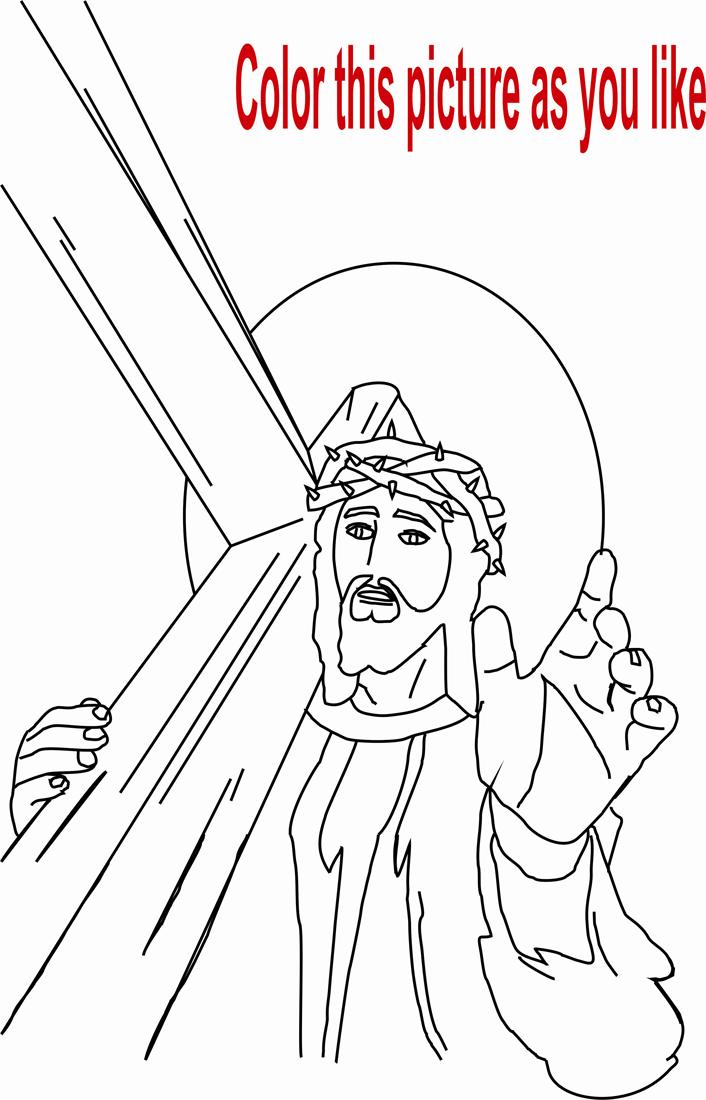 Jesus with cross, Coloring Page free image