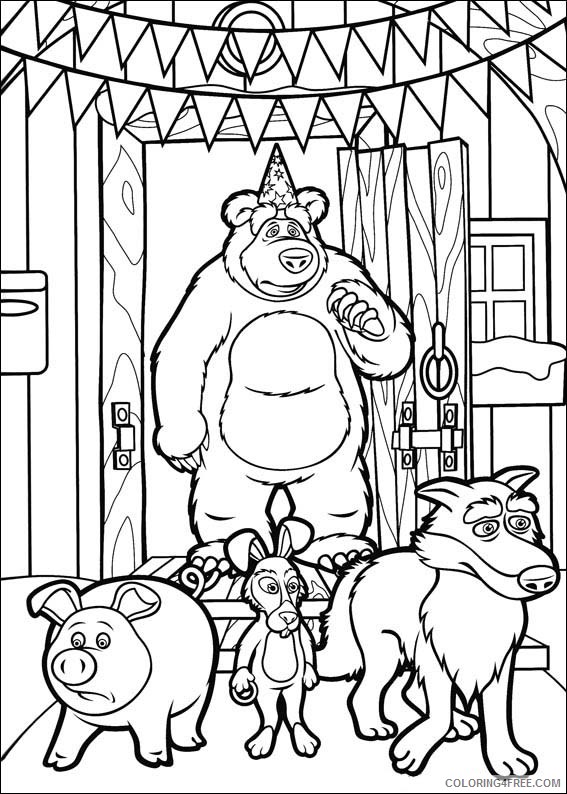 Masha and the Bear Coloring Pages Printable Coloring4free -  Coloring4Free.com
