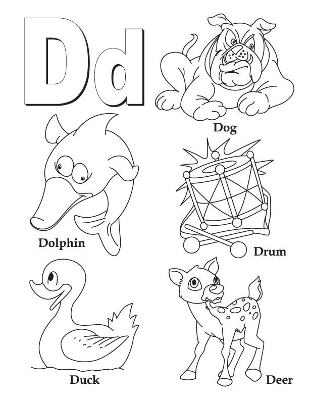 D dog dolphin drum duck deer | Alphabet coloring pages, Book letters, Letter  d worksheet