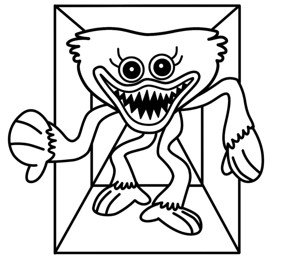 Coloring Pages Poppy Playtime Huggy Wuggy is looking for people Print Free