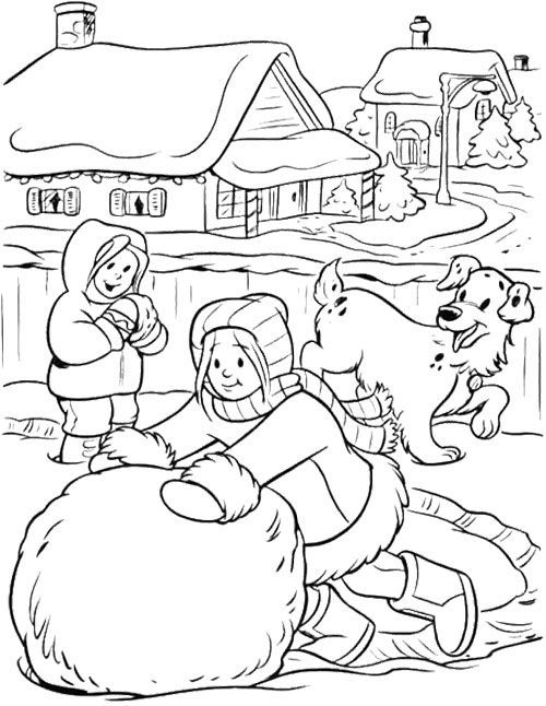  Winter Snowball Fight Coloring Page. Make A Big Snowball Winter Coloring Page. Winter Color. Dibujos De Invierno, Imagenes Para Colorear Niños, Libro De Colores