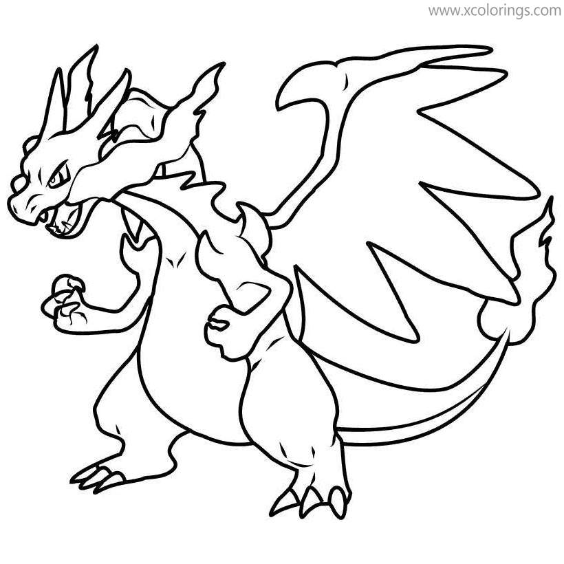 Mega Charizard Pokemon Coloring Pages - XColorings.com